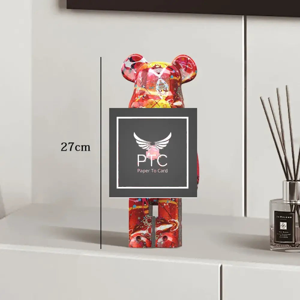 27cm Graffiti Bear Statue Paint Block Bear Decor Resin Desktop Ornaments Home Decoration Living Room Bear Floor