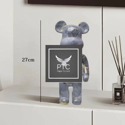 27cm Graffiti Bear Statue Paint Block Bear Decor Resin Desktop Ornaments Home Decoration Living Room Bear Floor