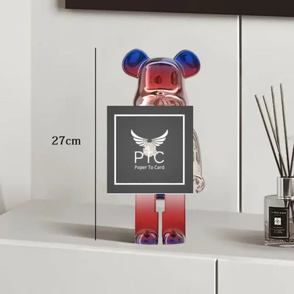 27cm Graffiti Bear Statue Paint Block Bear Decor Resin Desktop Ornaments Home Decoration Living Room Bear Floor