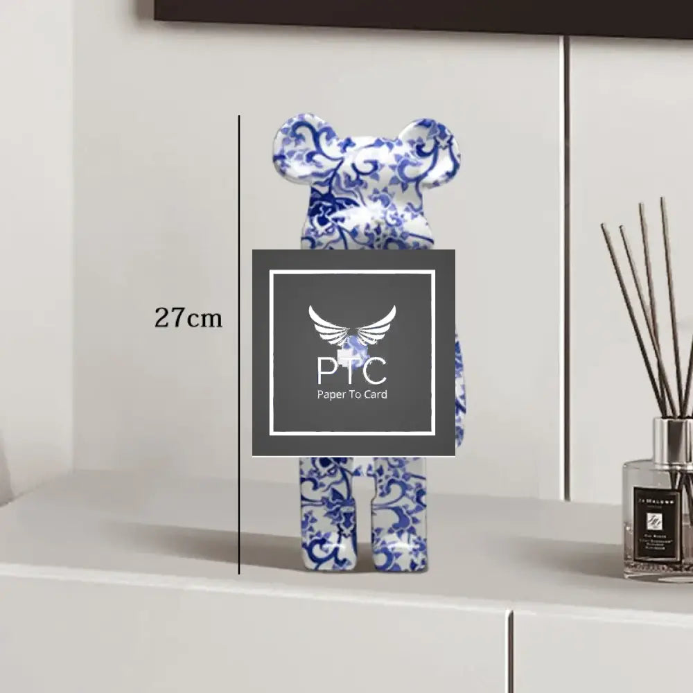 27cm Graffiti Bear Statue Paint Block Bear Decor Resin Desktop Ornaments Home Decoration Living Room Bear Floor