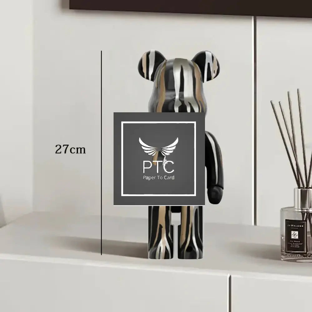 27cm Graffiti Bear Statue Paint Block Bear Decor Resin Desktop Ornaments Home Decoration Living Room Bear Floor