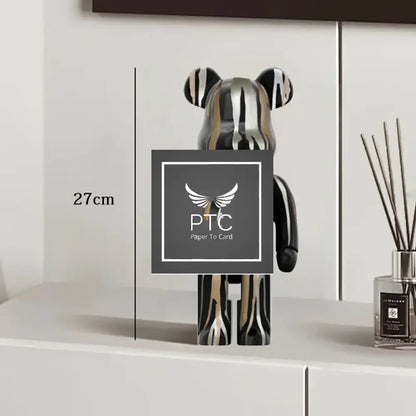 27cm Graffiti Bear Statue Paint Block Bear Decor Resin Desktop Ornaments Home Decoration Living Room Bear Floor