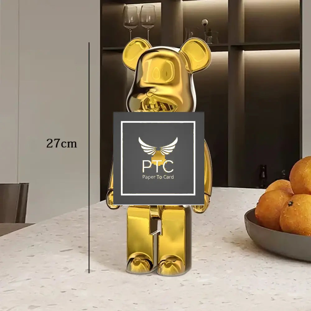 27cm Graffiti Bear Statue Paint Block Bear Decor Resin Desktop Ornaments Home Decoration Living Room Bear Floor