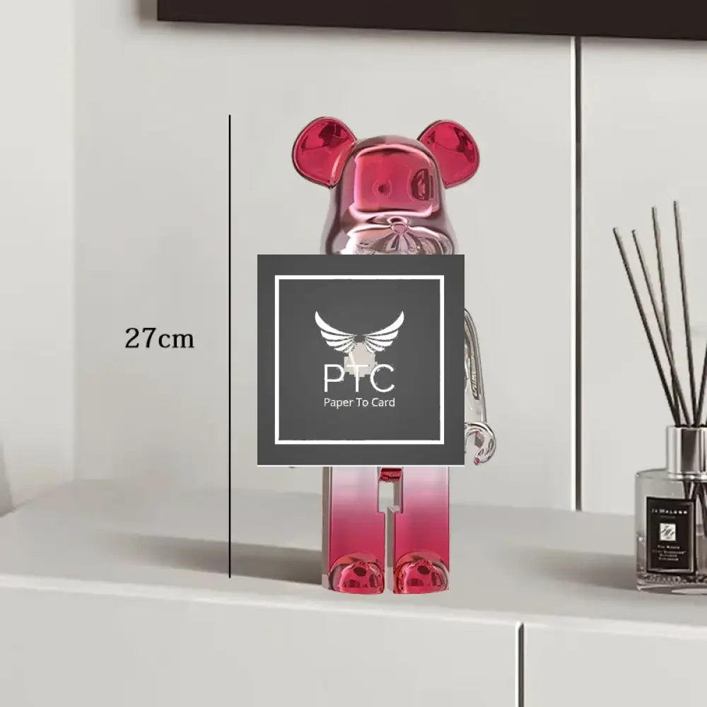 27cm Graffiti Bear Statue Paint Block Bear Decor Resin Desktop Ornaments Home Decoration Living Room Bear Floor