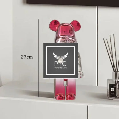 27cm Graffiti Bear Statue Paint Block Bear Decor Resin Desktop Ornaments Home Decoration Living Room Bear Floor