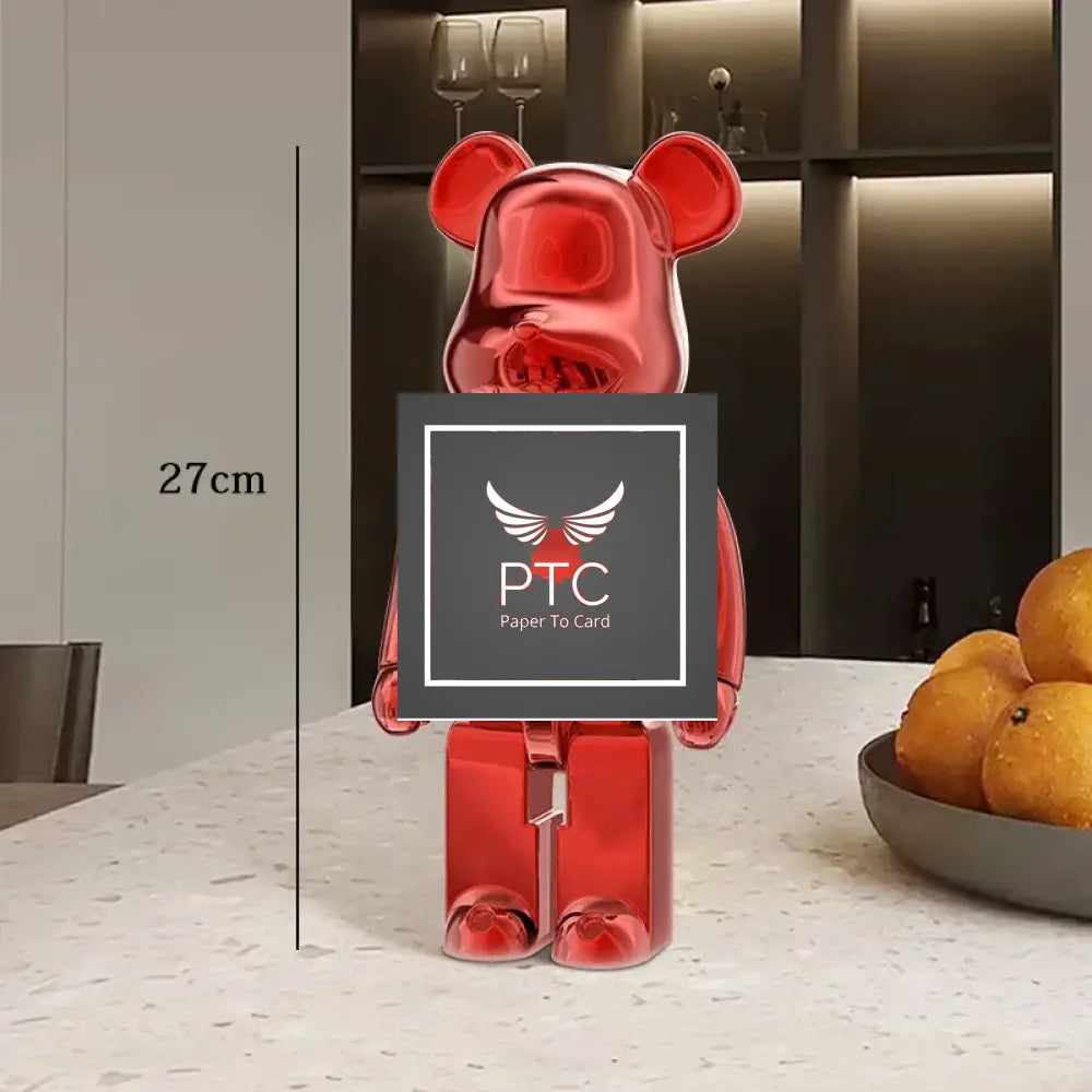 27cm Graffiti Bear Statue Paint Block Bear Decor Resin Desktop Ornaments Home Decoration Living Room Bear Floor