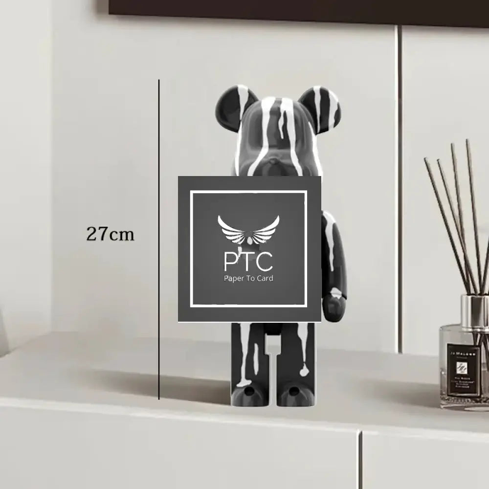 27cm Graffiti Bear Statue Paint Block Bear Decor Resin Desktop Ornaments Home Decoration Living Room Bear Floor