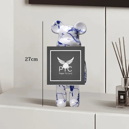27cm Graffiti Bear Statue Paint Block Bear Decor Resin Desktop Ornaments Home Decoration Living Room Bear Floor