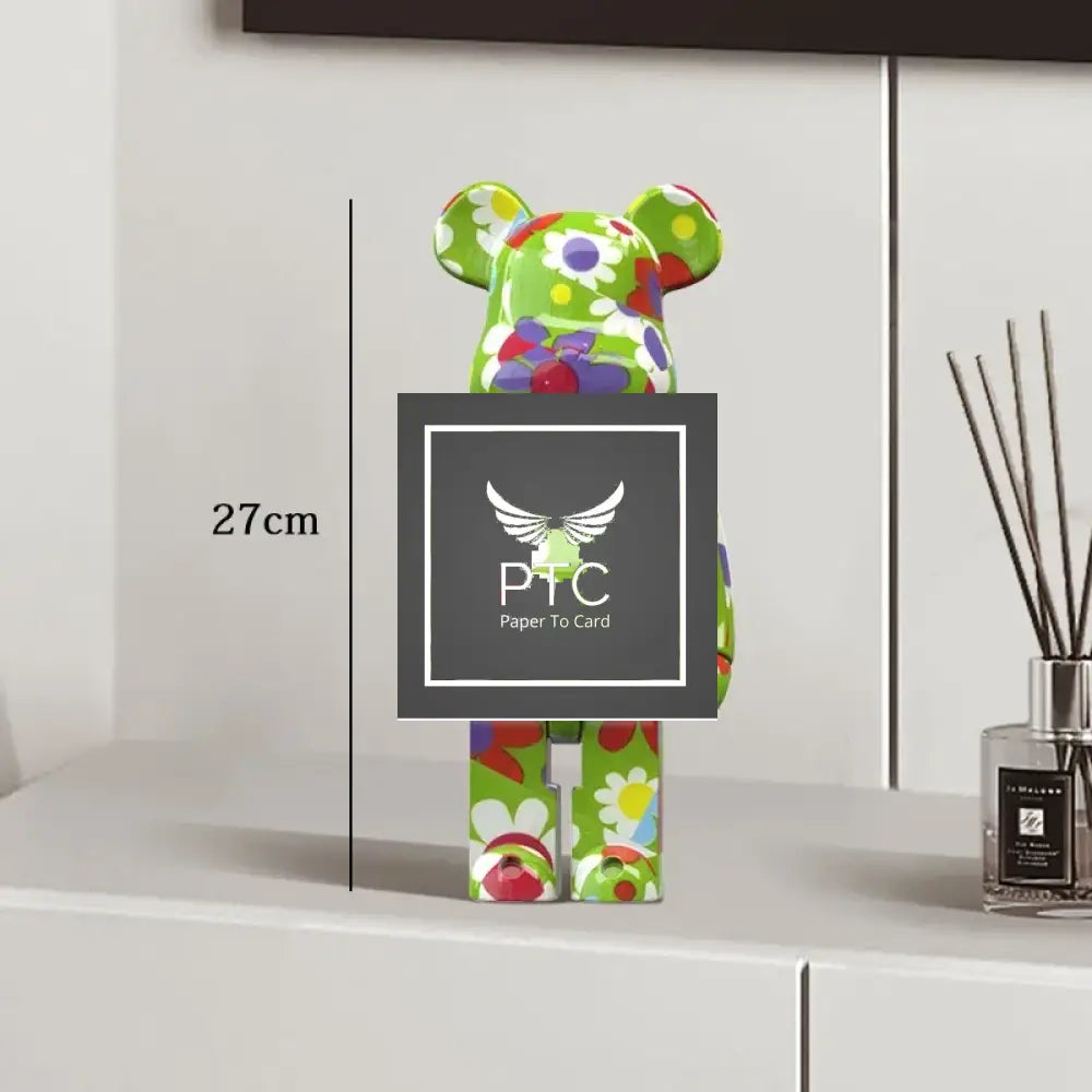 27cm Graffiti Bear Statue Paint Block Bear Decor Resin Desktop Ornaments Home Decoration Living Room Bear Floor