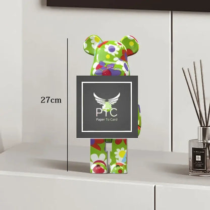 27cm Graffiti Bear Statue Paint Block Bear Decor Resin Desktop Ornaments Home Decoration Living Room Bear Floor