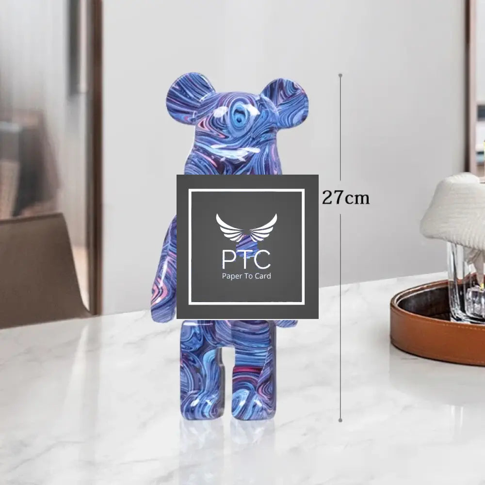 27cm Graffiti Bear Statue Paint Block Bear Decor Resin Desktop Ornaments Home Decoration Living Room Bear Floor