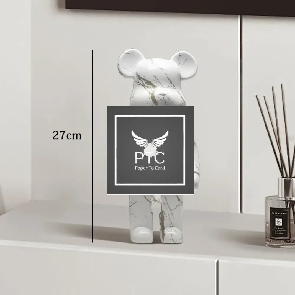 27cm Graffiti Bear Statue Paint Block Bear Decor Resin Desktop Ornaments Home Decoration Living Room Bear Floor