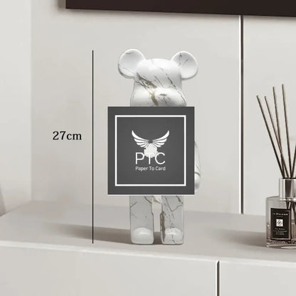 27cm Graffiti Bear Statue Paint Block Bear Decor Resin Desktop Ornaments Home Decoration Living Room Bear Floor
