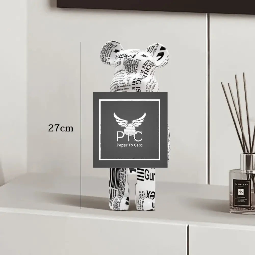 27cm Graffiti Bear Statue Paint Block Bear Decor Resin Desktop Ornaments Home Decoration Living Room Bear Floor