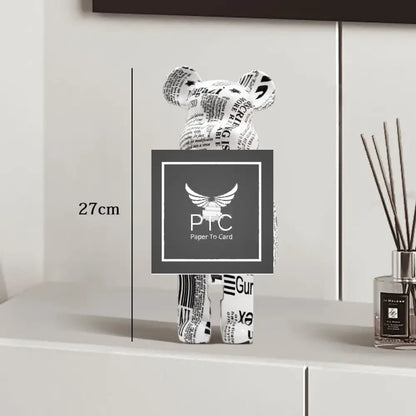 27cm Graffiti Bear Statue Paint Block Bear Decor Resin Desktop Ornaments Home Decoration Living Room Bear Floor
