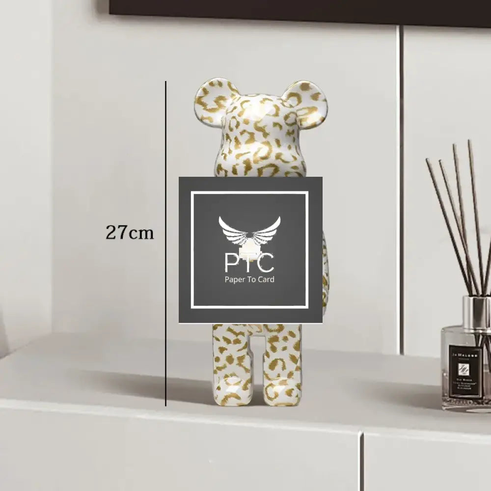 27cm Graffiti Bear Statue Paint Block Bear Decor Resin Desktop Ornaments Home Decoration Living Room Bear Floor