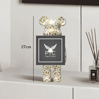 27cm Graffiti Bear Statue Paint Block Bear Decor Resin Desktop Ornaments Home Decoration Living Room Bear Floor