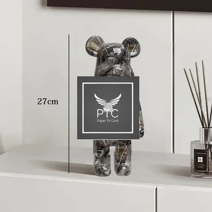 27cm Graffiti Bear Statue Paint Block Bear Decor Resin Desktop Ornaments Home Decoration Living Room Bear Floor