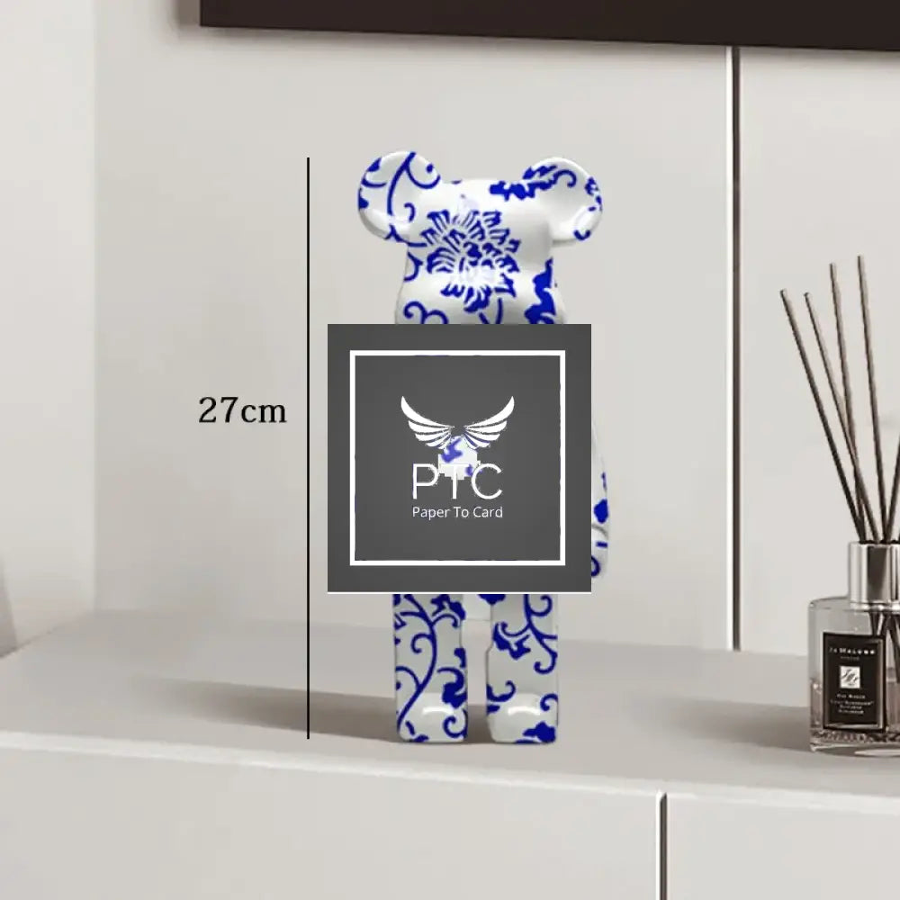 27cm Graffiti Bear Statue Paint Block Bear Decor Resin Desktop Ornaments Home Decoration Living Room Bear Floor