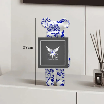 27cm Graffiti Bear Statue Paint Block Bear Decor Resin Desktop Ornaments Home Decoration Living Room Bear Floor