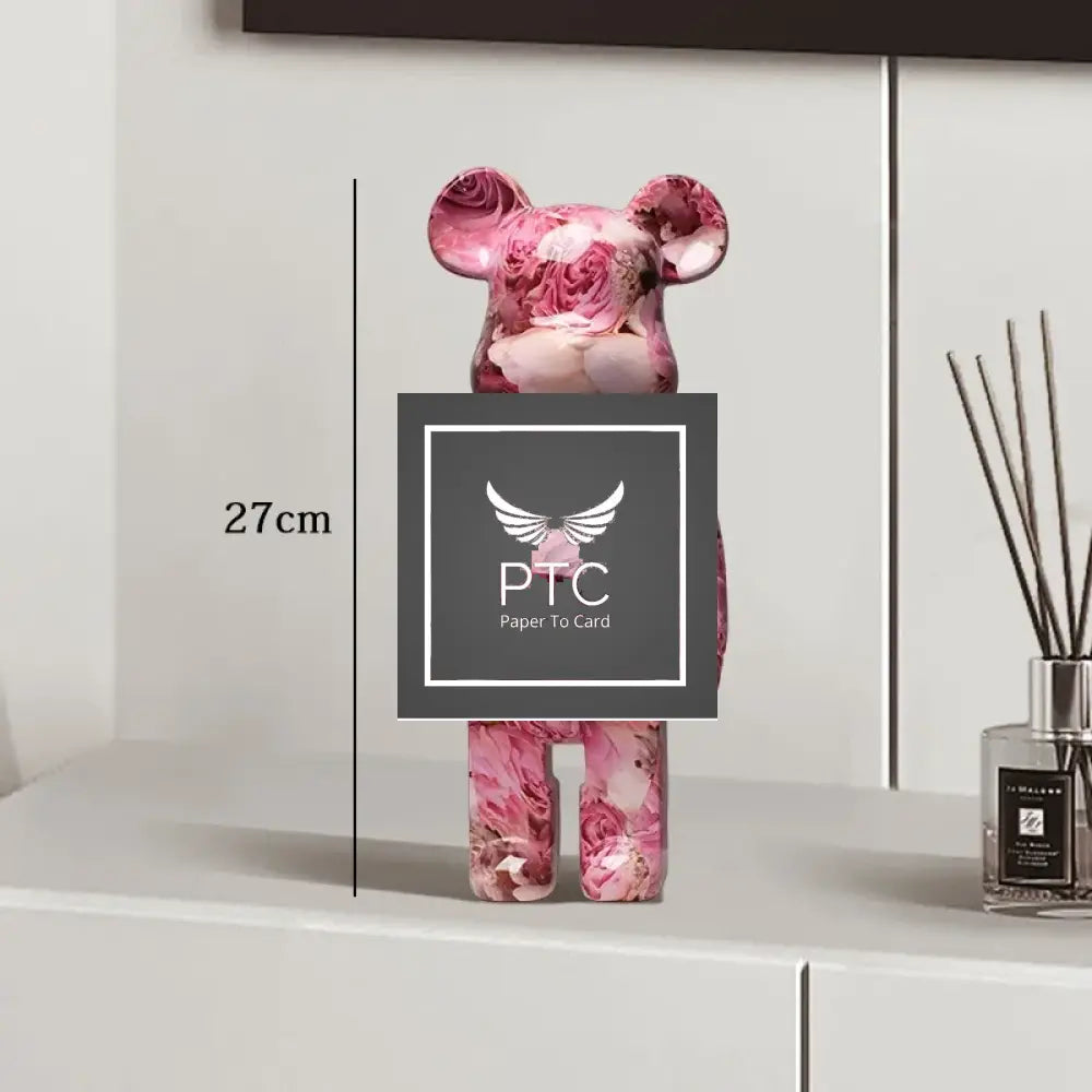 27cm Graffiti Bear Statue Paint Block Bear Decor Resin Desktop Ornaments Home Decoration Living Room Bear Floor