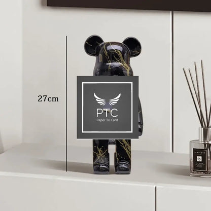 27cm Graffiti Bear Statue Paint Block Bear Decor Resin Desktop Ornaments Home Decoration Living Room Bear Floor