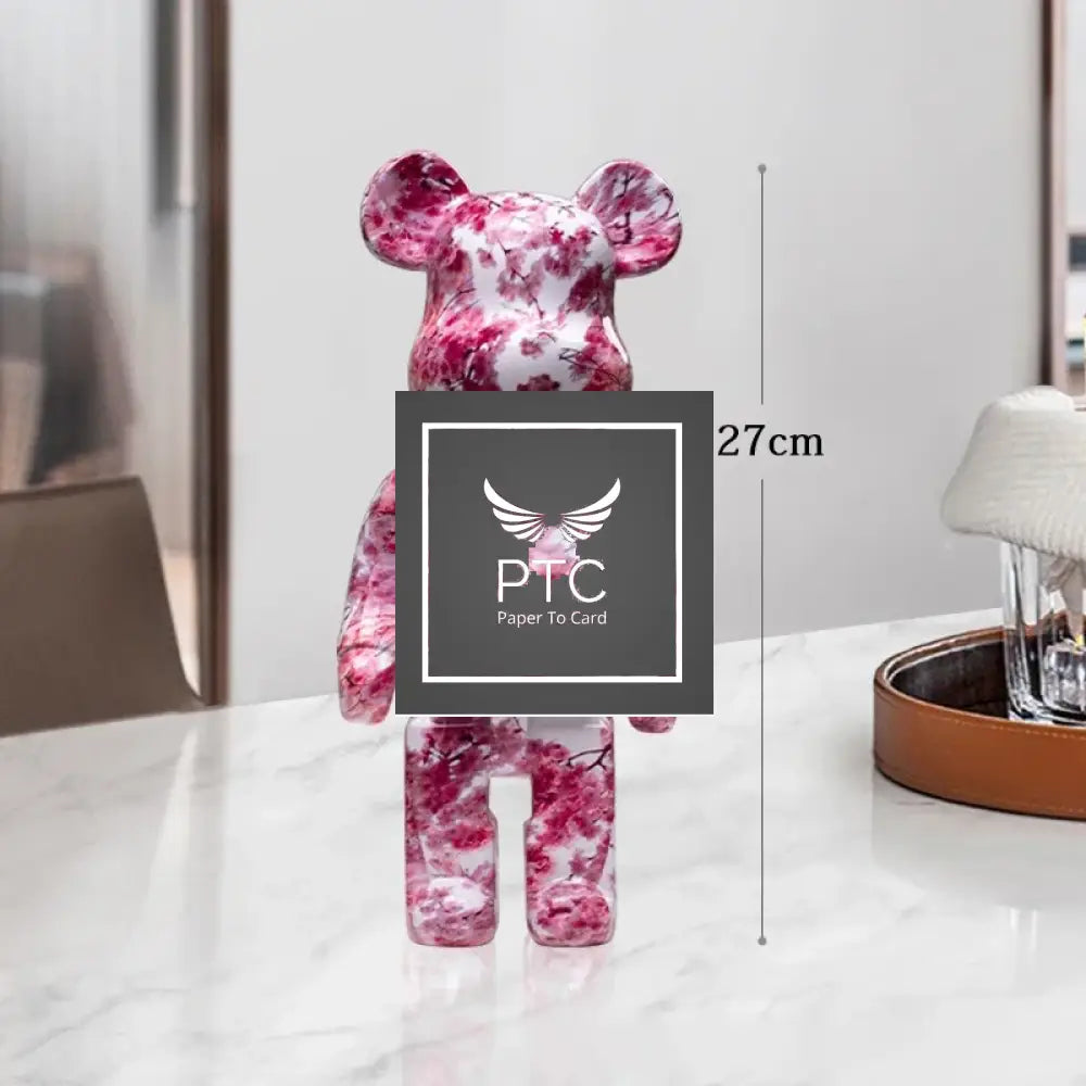 27cm Graffiti Bear Statue Paint Block Bear Decor Resin Desktop Ornaments Home Decoration Living Room Bear Floor