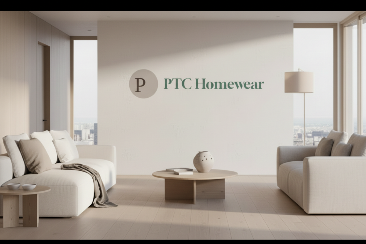 PTC Homewear logo on a beige background